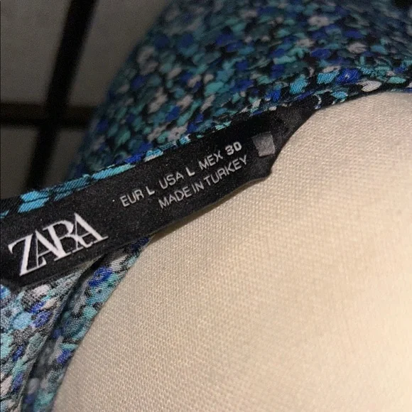 Zara Blue Puff Sleeve Sheath Dress - Picture 2 of 14